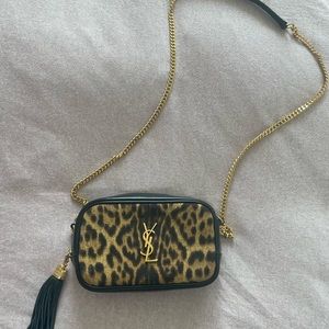 YSL Mini Lou leopard bag with tassel